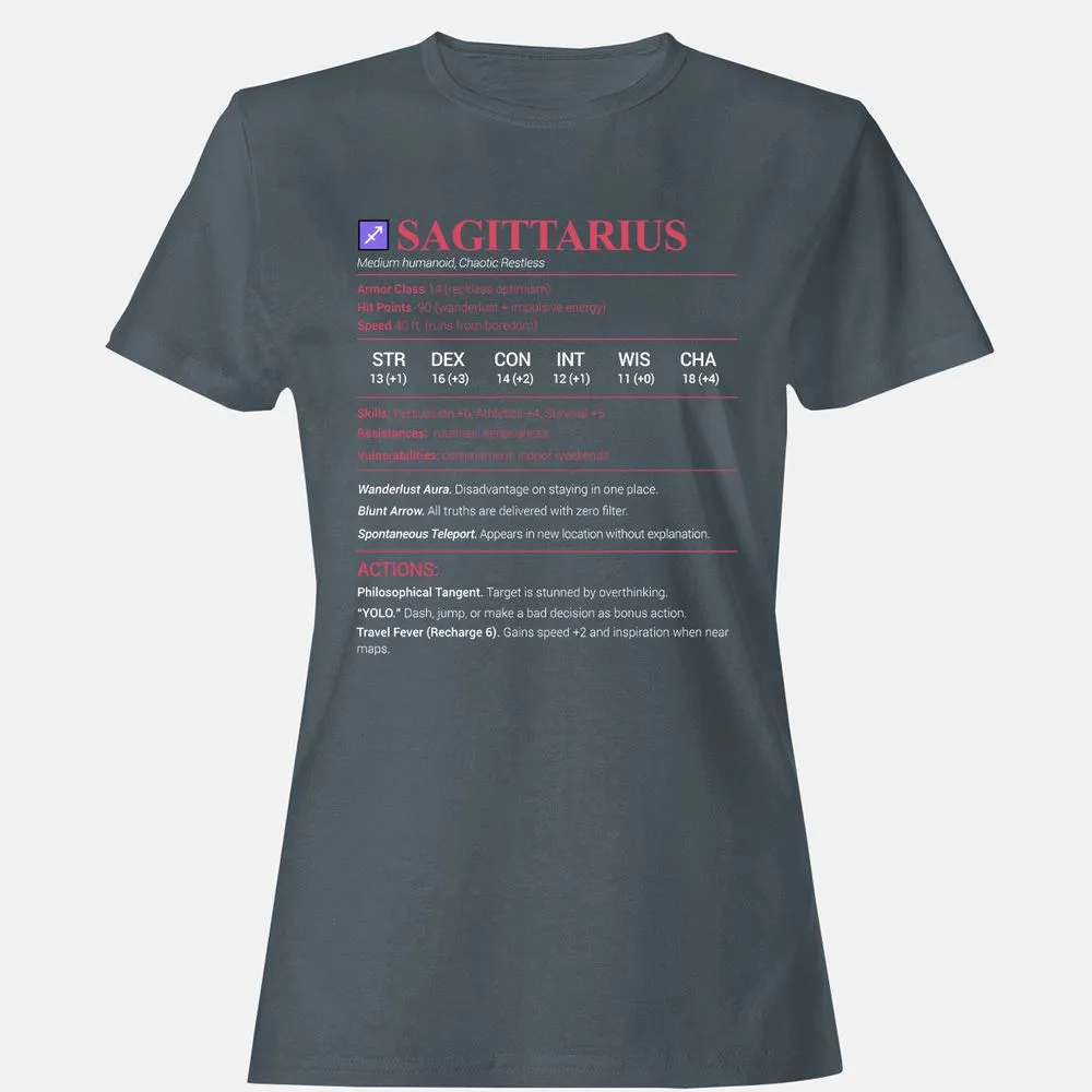 Sagittarius Stats Women's T-Shirt - Charcoal - 3