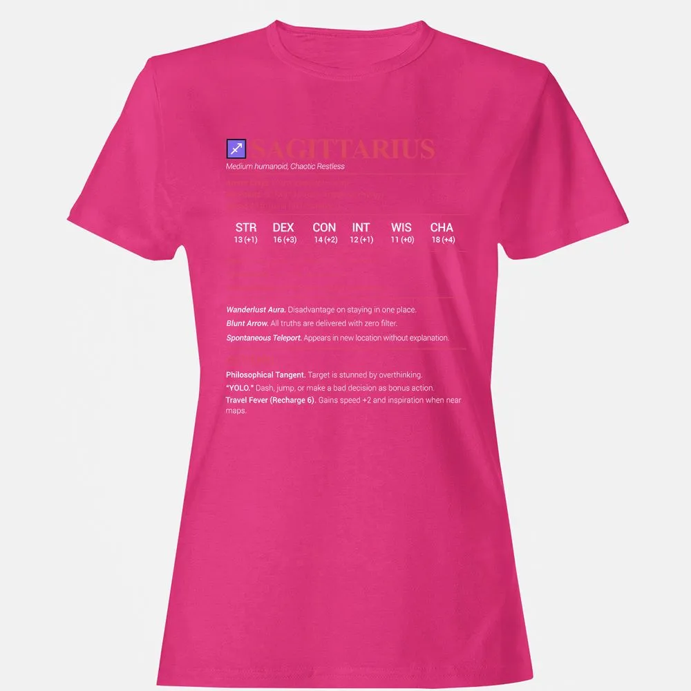 Sagittarius Stats Women's T-Shirt - Heliconia - 6