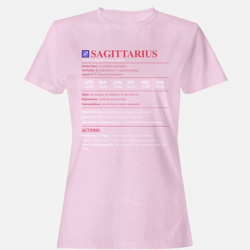 Sagittarius Stats Women's T-Shirt - Light Pink - 9