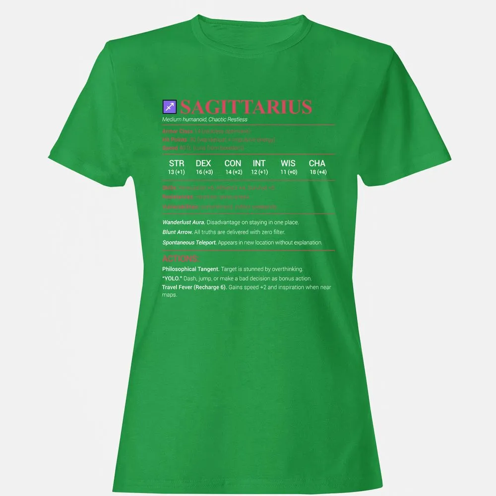 Sagittarius Stats Women's T-Shirt - Irish Green - 7