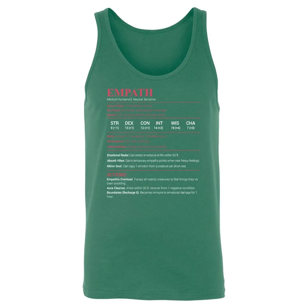 Empath Stats Unisex Jersey Tank - Kelly - 9
