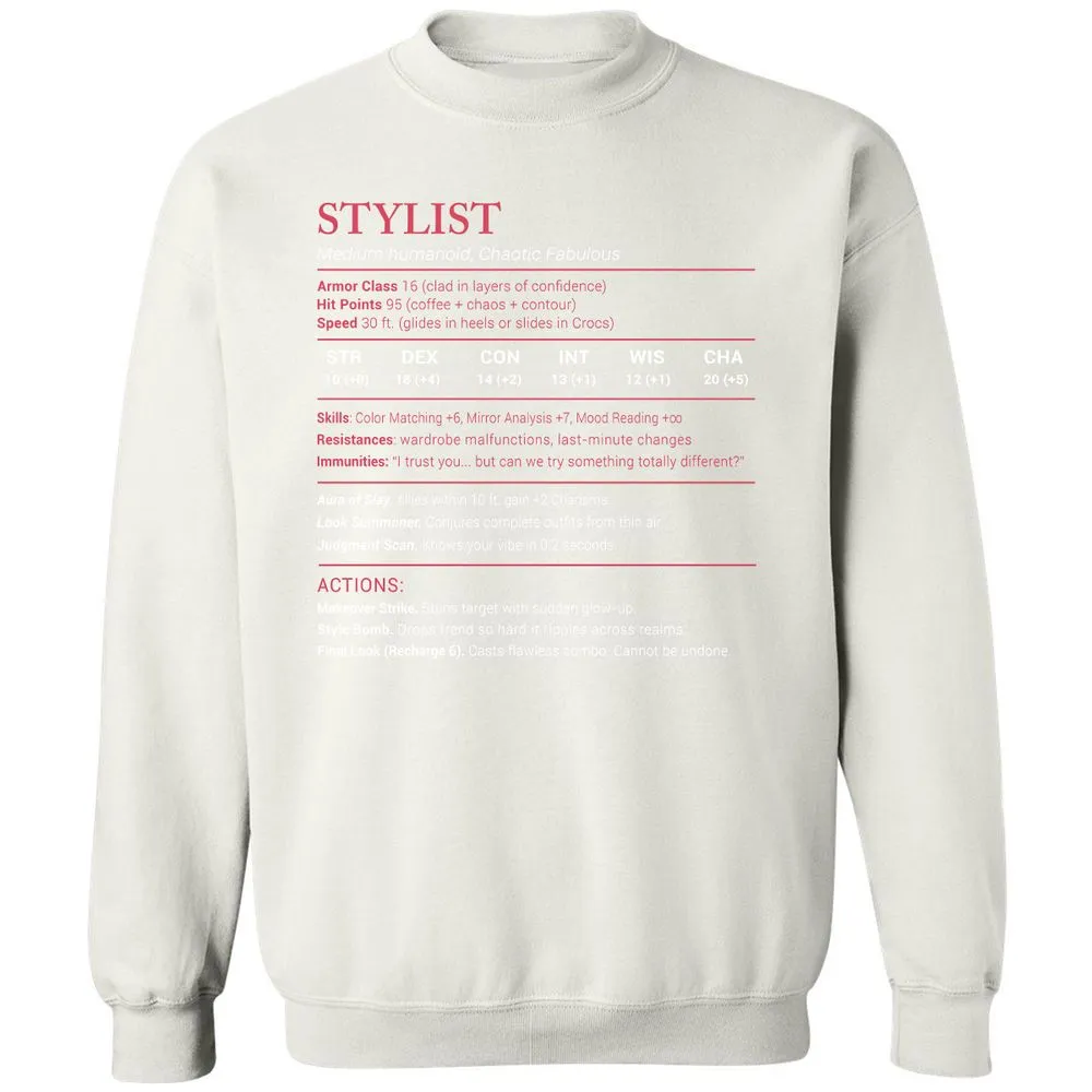 Stylist Stats Classic Unisex Sweatshirt - White - 12