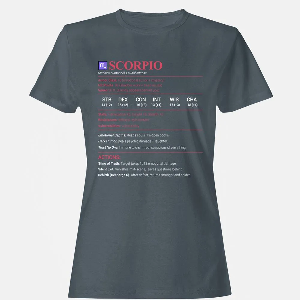 Scorpio Stats Women's T-Shirt - Charcoal - 3