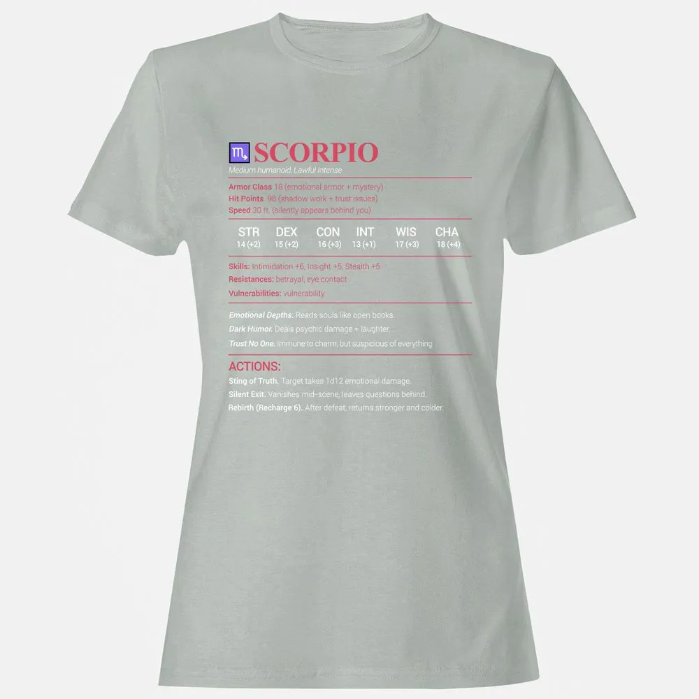 Scorpio Stats Women's T-Shirt - Ash - 2