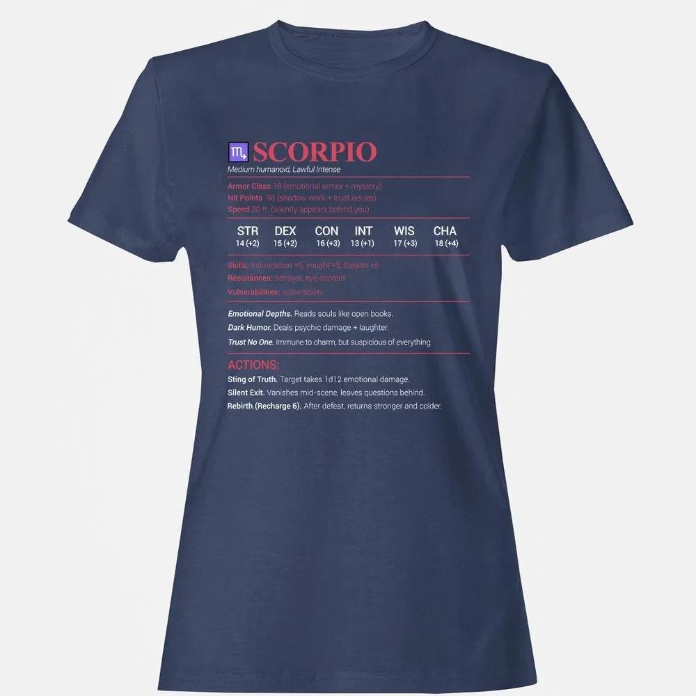 Scorpio Stats Women's T-Shirt - Navy - 10