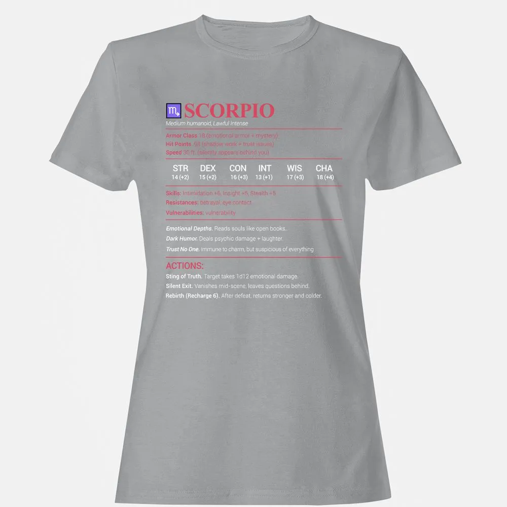 Scorpio Stats Women's T-Shirt - Sport Grey - 15