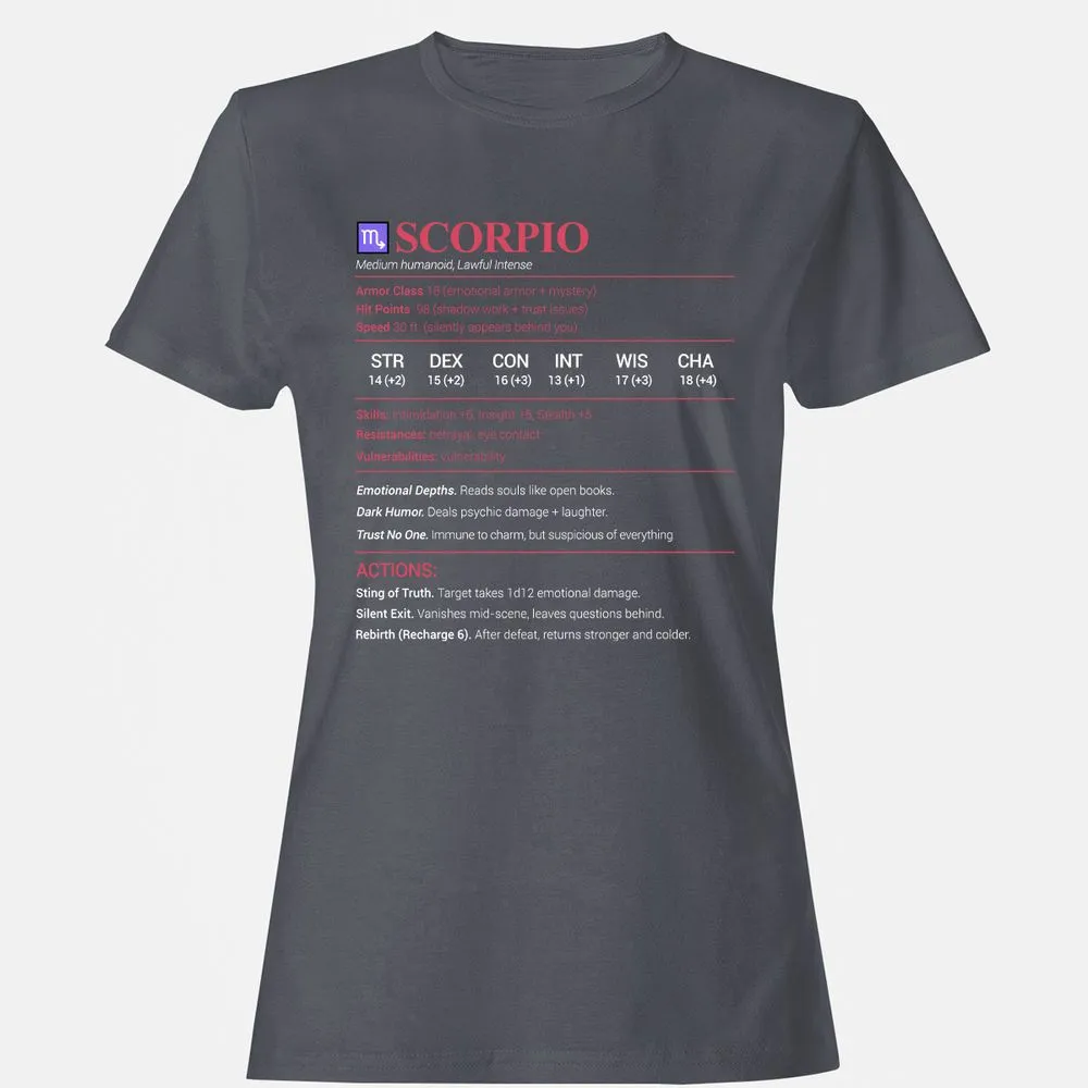 Scorpio Stats Women's T-Shirt - Dark Heather - 5