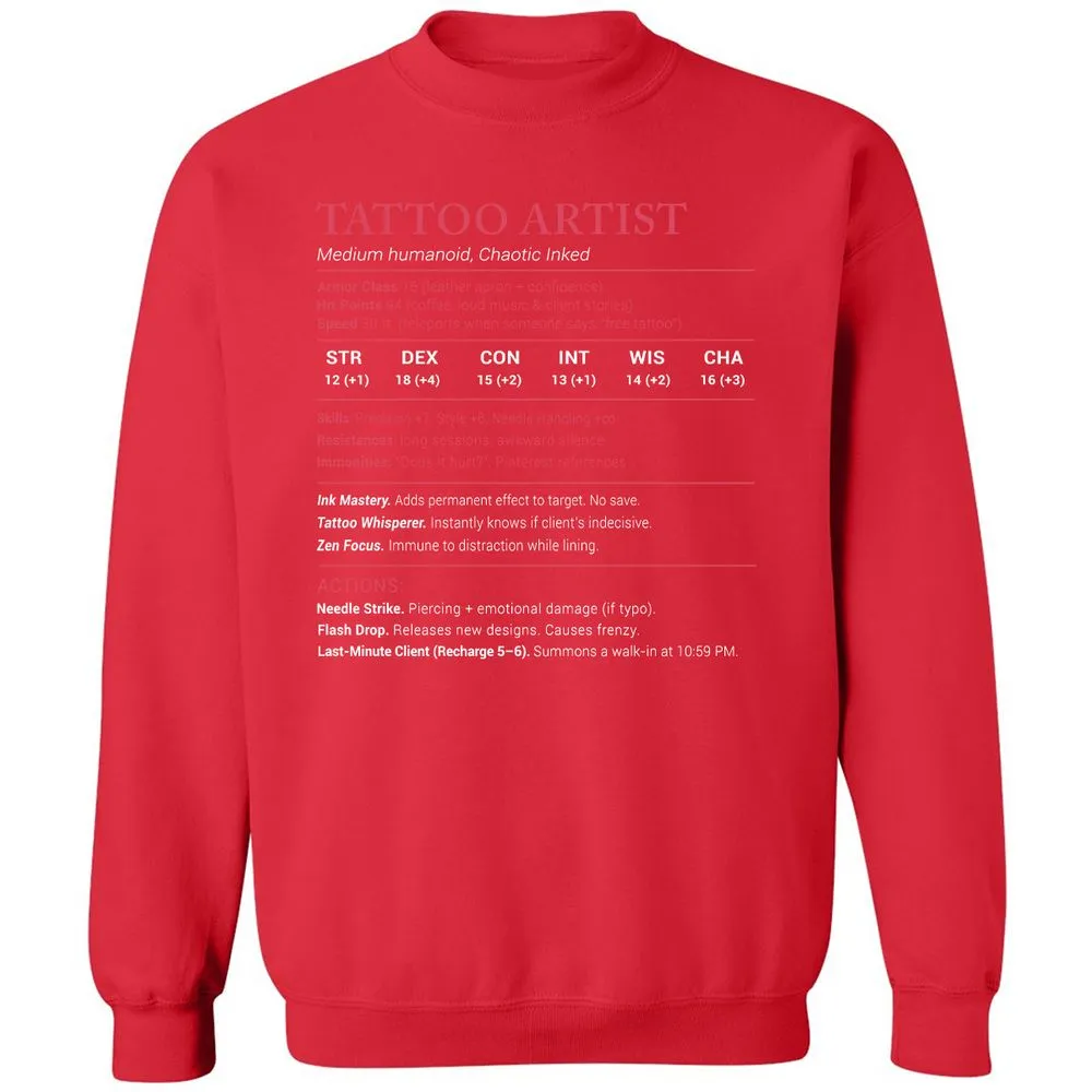 Tattoo Artist Stats Classic Unisex Sweatshirt - Red - 5