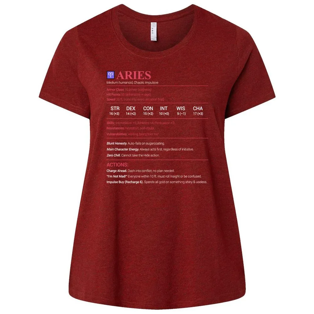 Aries Stats Ladies Curvy Jersey - Cardinal - 10