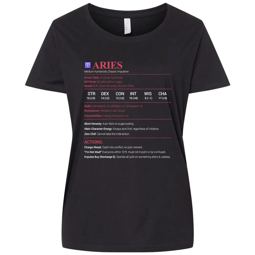 Aries Stats Ladies Curvy Jersey - Blended Black - 1