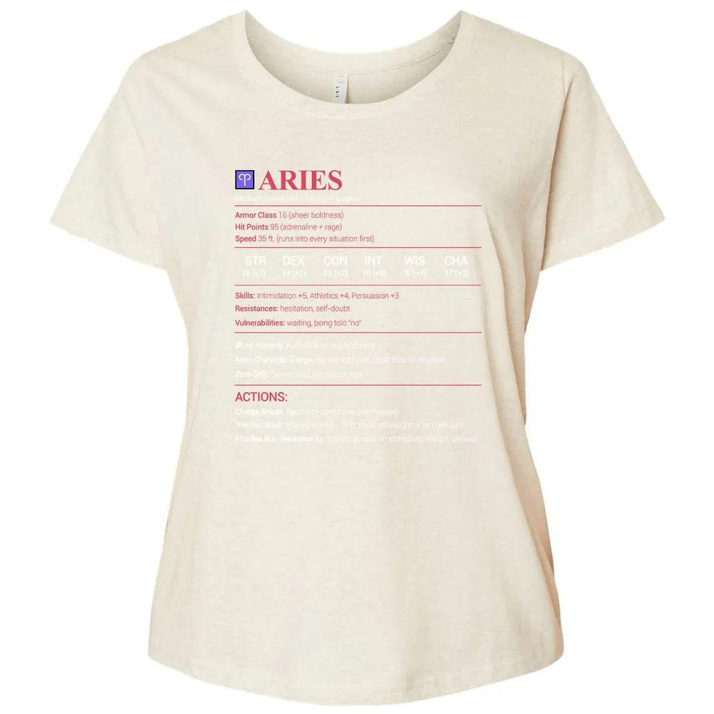 Aries Stats Ladies Curvy Jersey - Natural Heather - 8