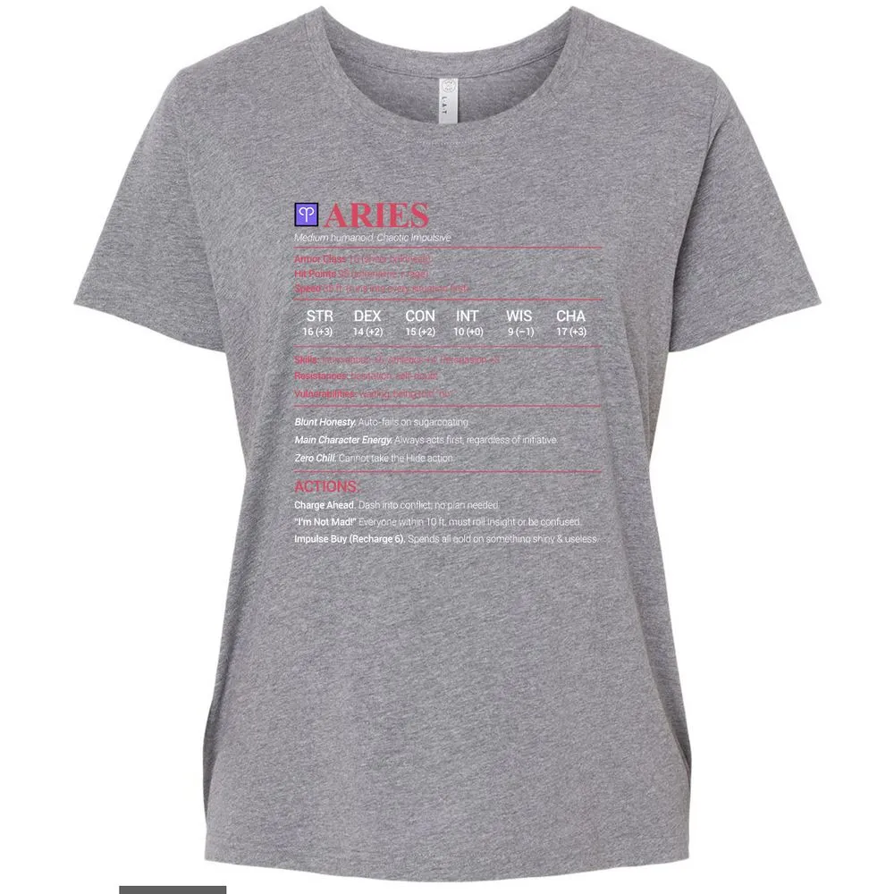 Aries Stats Ladies Curvy Jersey - Granite Heather - 9