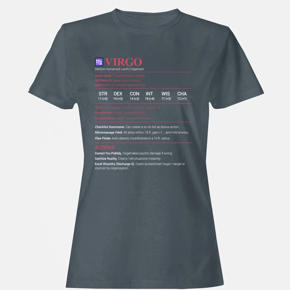 Virgo Stats Women's T-Shirt - Charcoal - 3