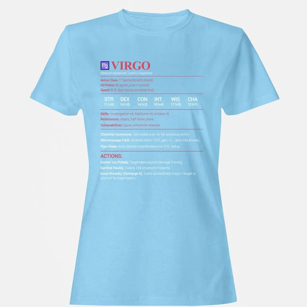 Virgo Stats Women's T-Shirt - Light Blue - 8