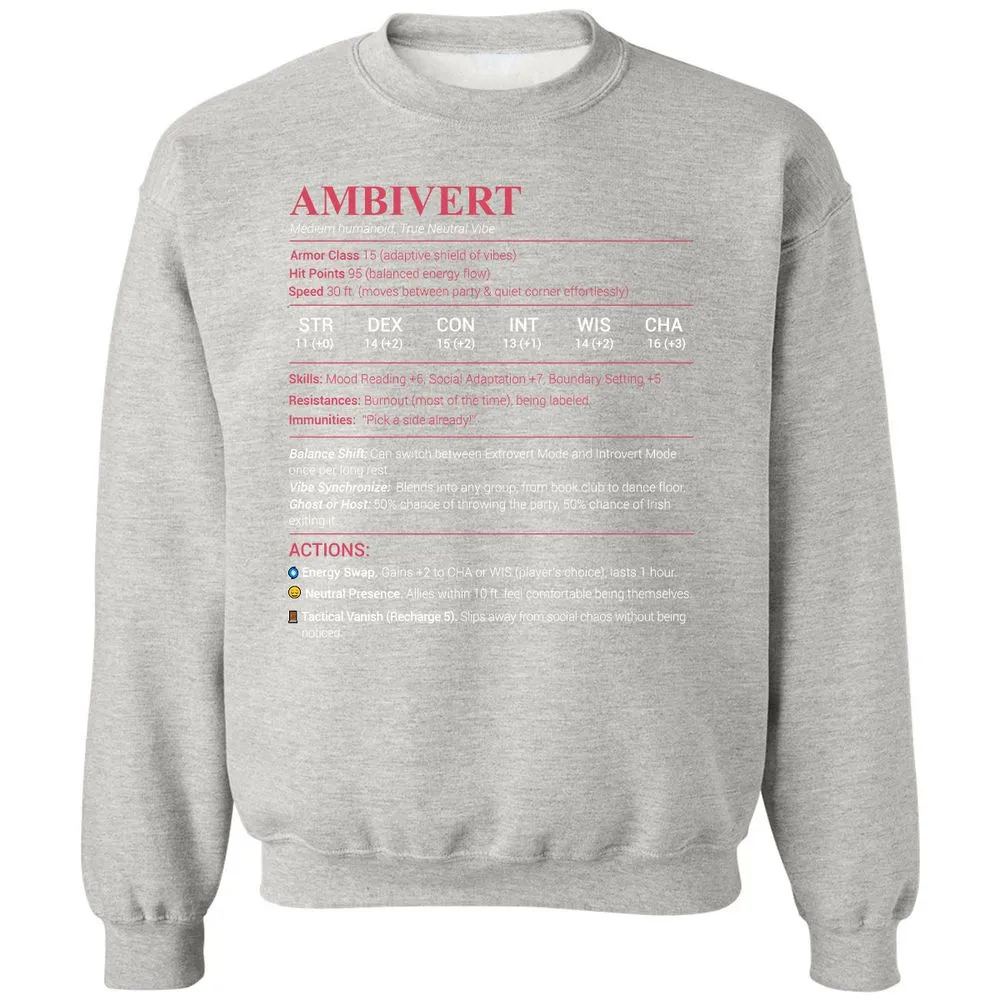 Ambivert Stats Classic Unisex Sweatshirt - Ash - 8