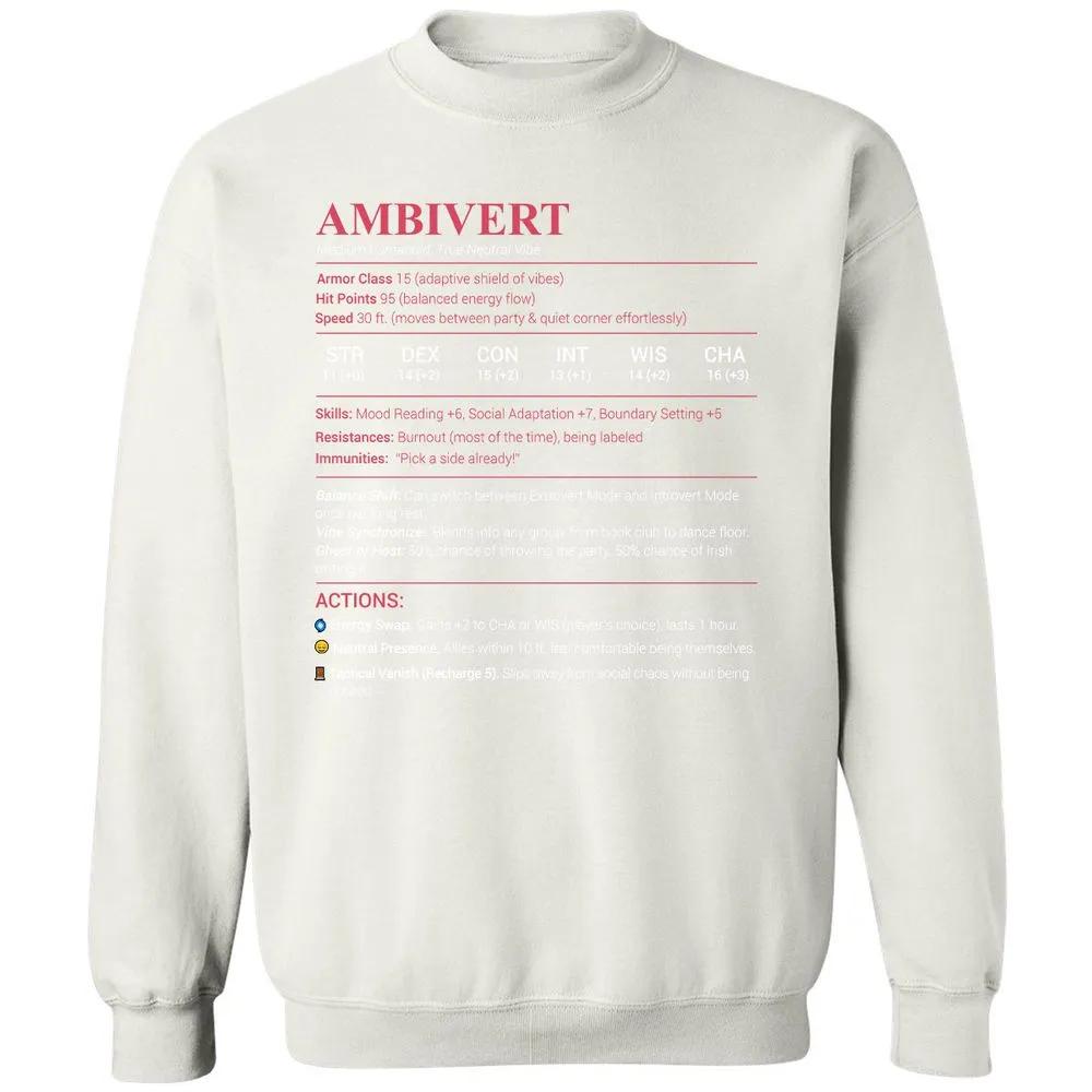 Ambivert Stats Classic Unisex Sweatshirt - White - 12