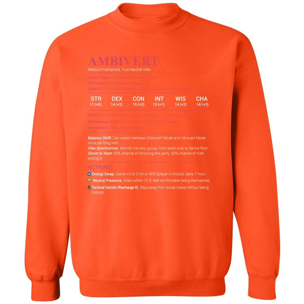 Ambivert Stats Classic Unisex Sweatshirt - Orange - 10