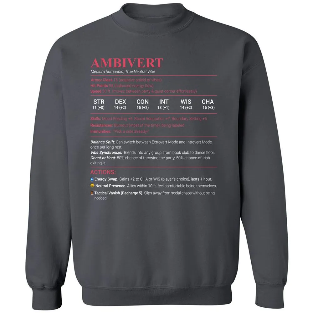 Ambivert Stats Classic Unisex Sweatshirt - Charcoal - 7