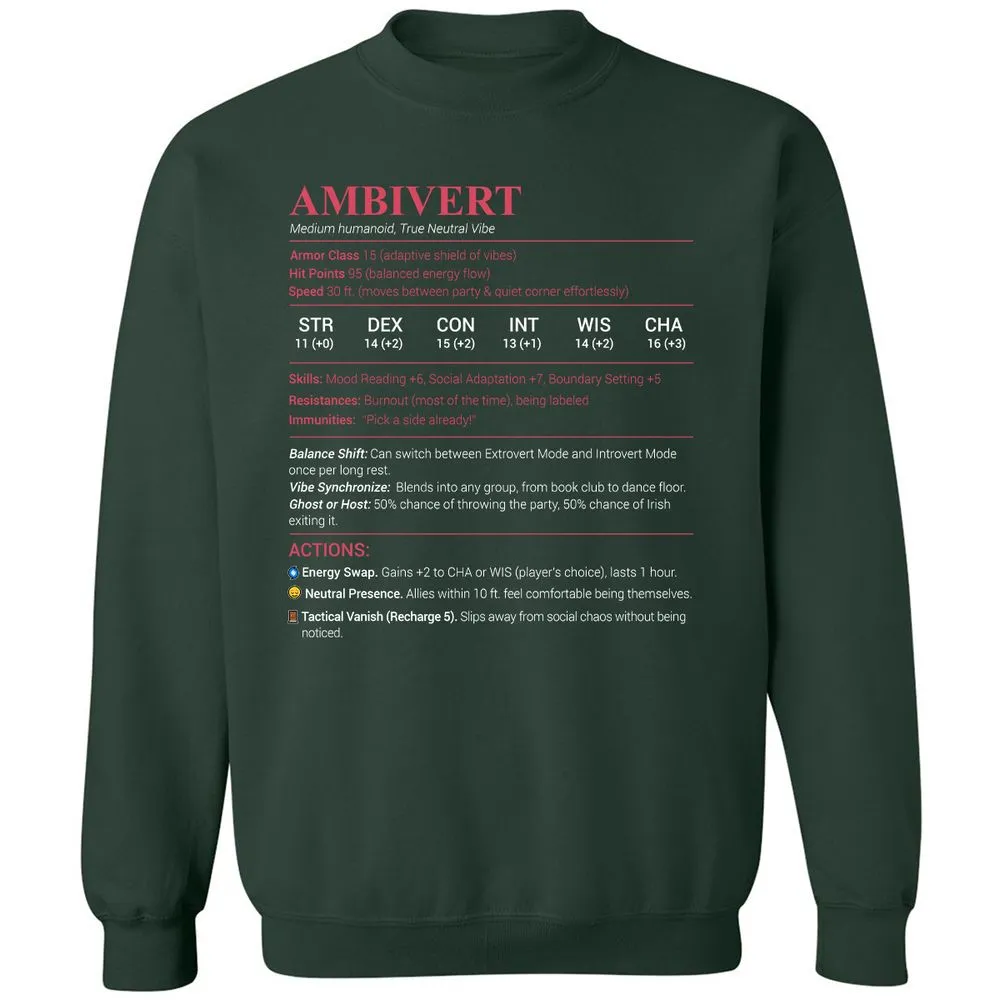 Ambivert Stats Classic Unisex Sweatshirt - Forest Green - 4
