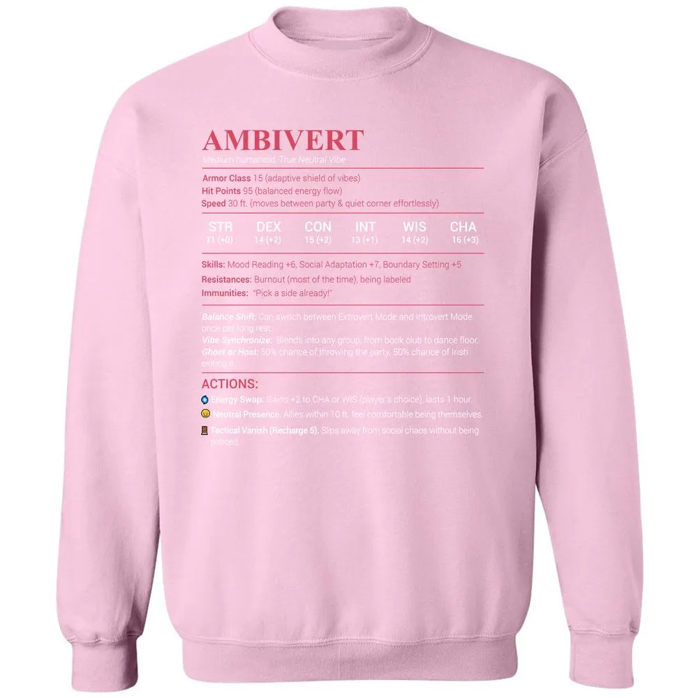 Ambivert Stats Classic Unisex Sweatshirt - Light Pink - 3