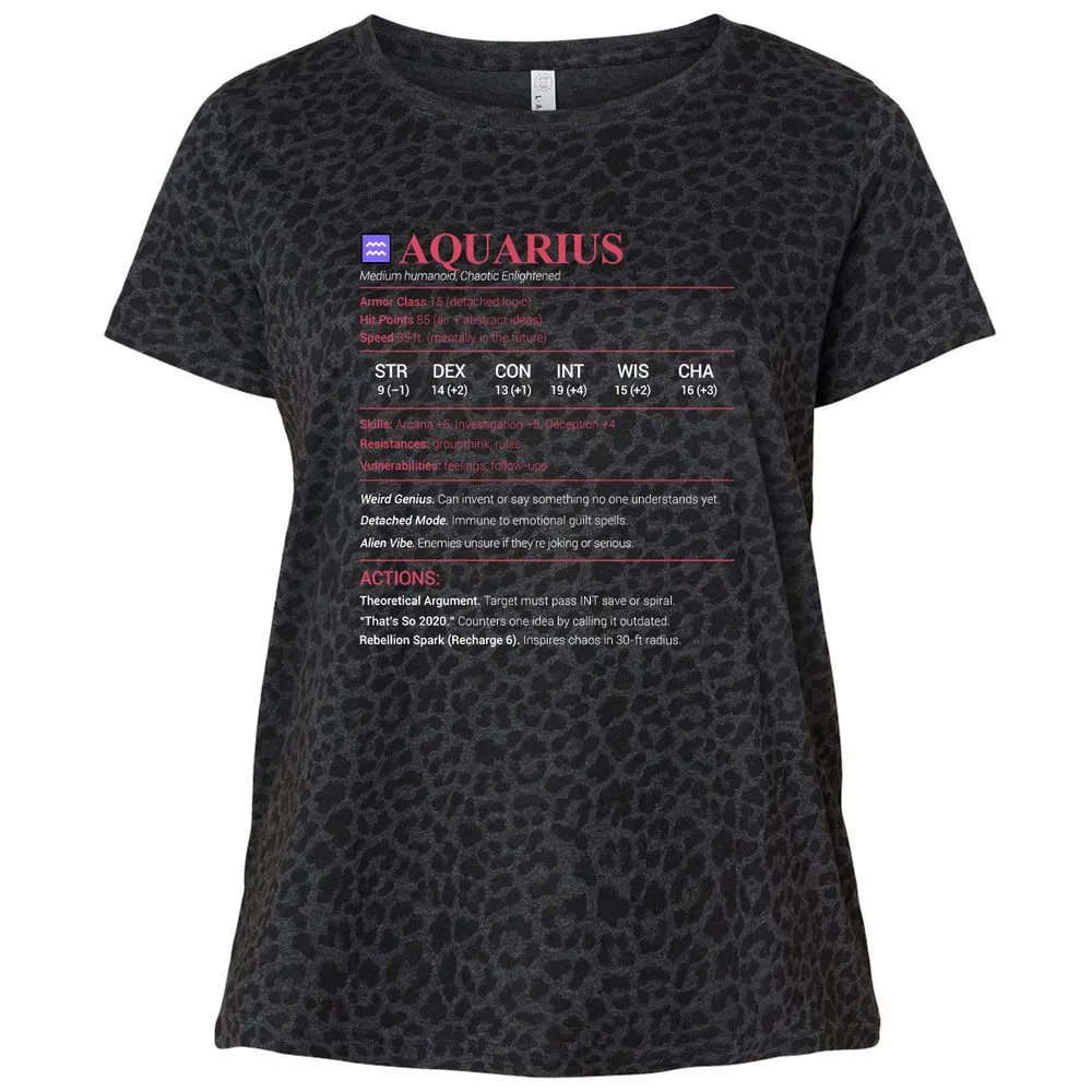 Aquarius Stats Ladies Curvy Jersey - Black Leopard - 11