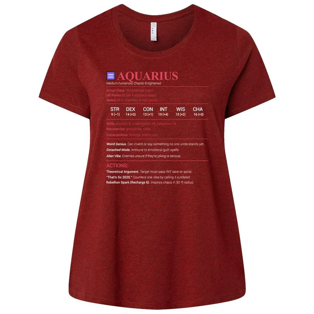 Aquarius Stats Ladies Curvy Jersey - Cardinal - 10