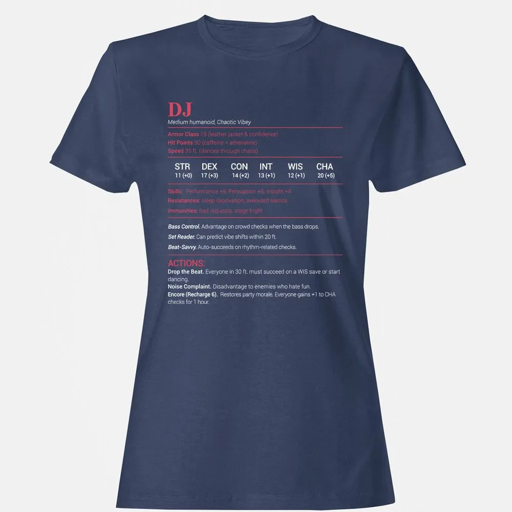 DJ Stats Women's T-Shirt - Navy - 10