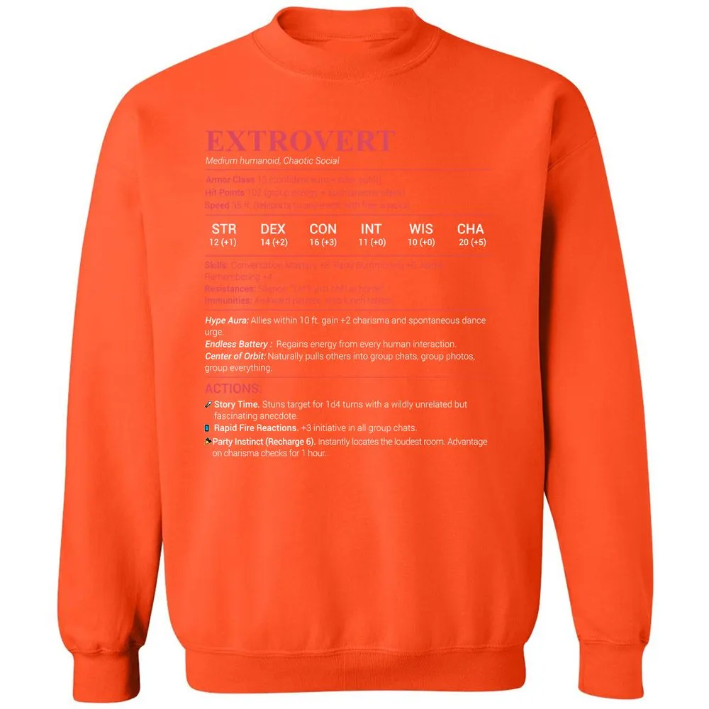 Extrovert Stats Classic Unisex Sweatshirt - Orange - 10