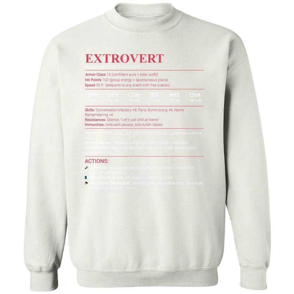 Extrovert Stats Classic Unisex Sweatshirt - White - 12