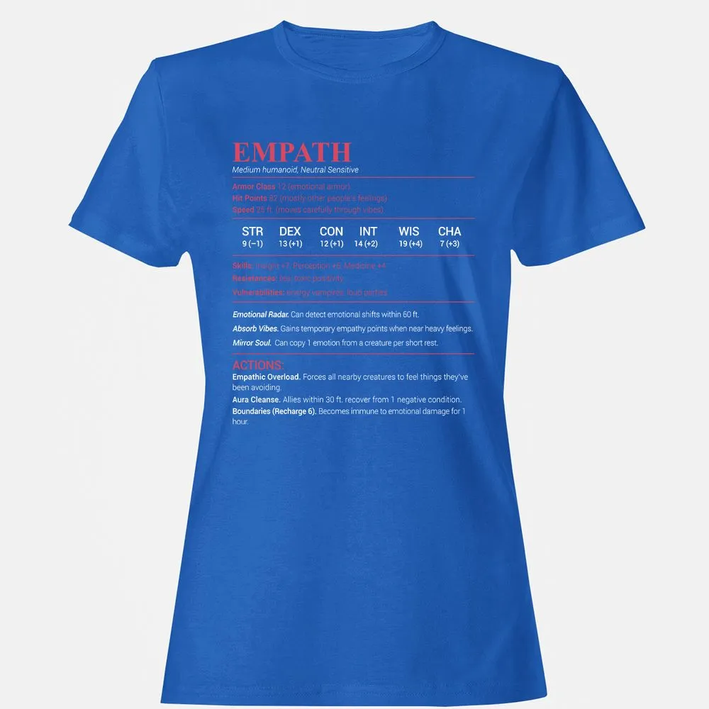 Empath Stats Women's T-Shirt - Royal - 14