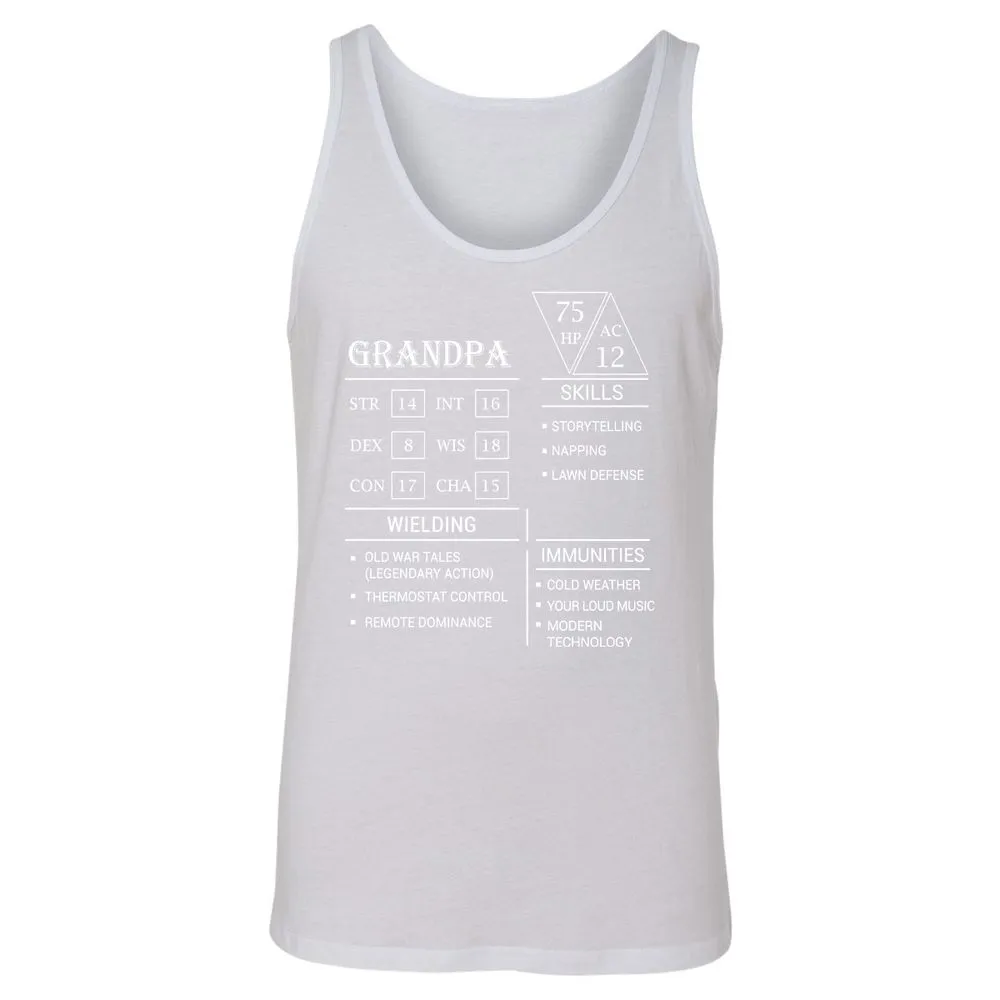 Grandpa Stats Unisex Jersey Tank - White - 14