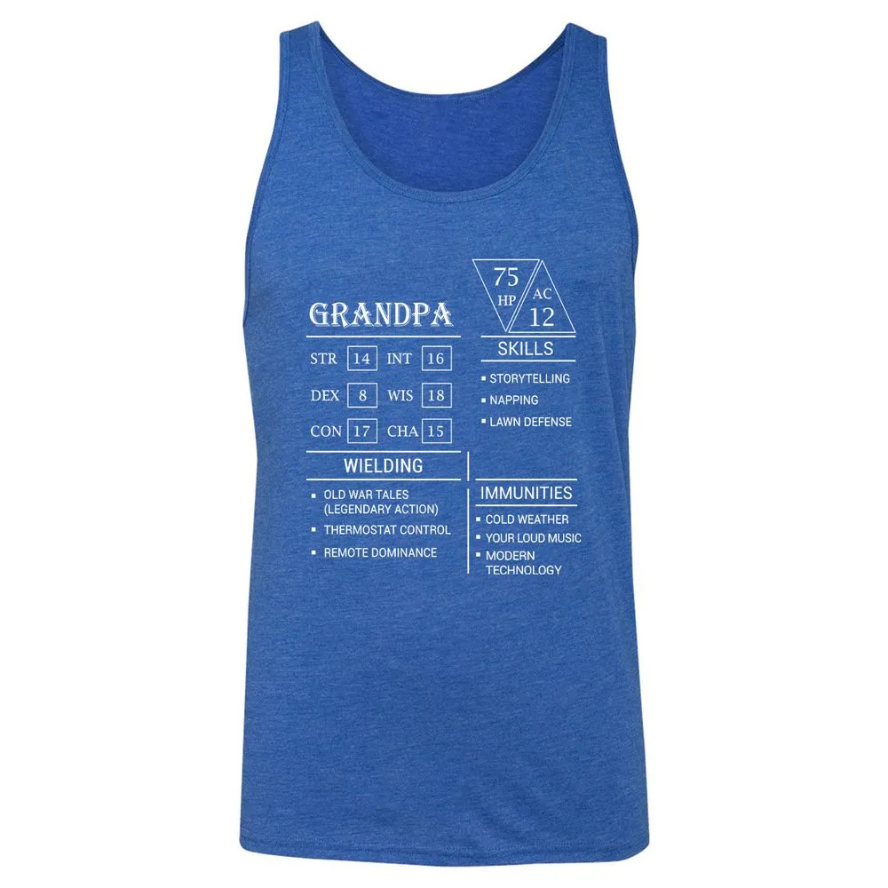 Grandpa Stats Unisex Jersey Tank - True Royal Triblend - 12