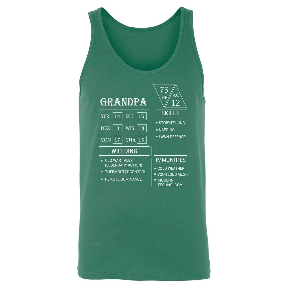 Grandpa Stats Unisex Jersey Tank - Kelly - 9
