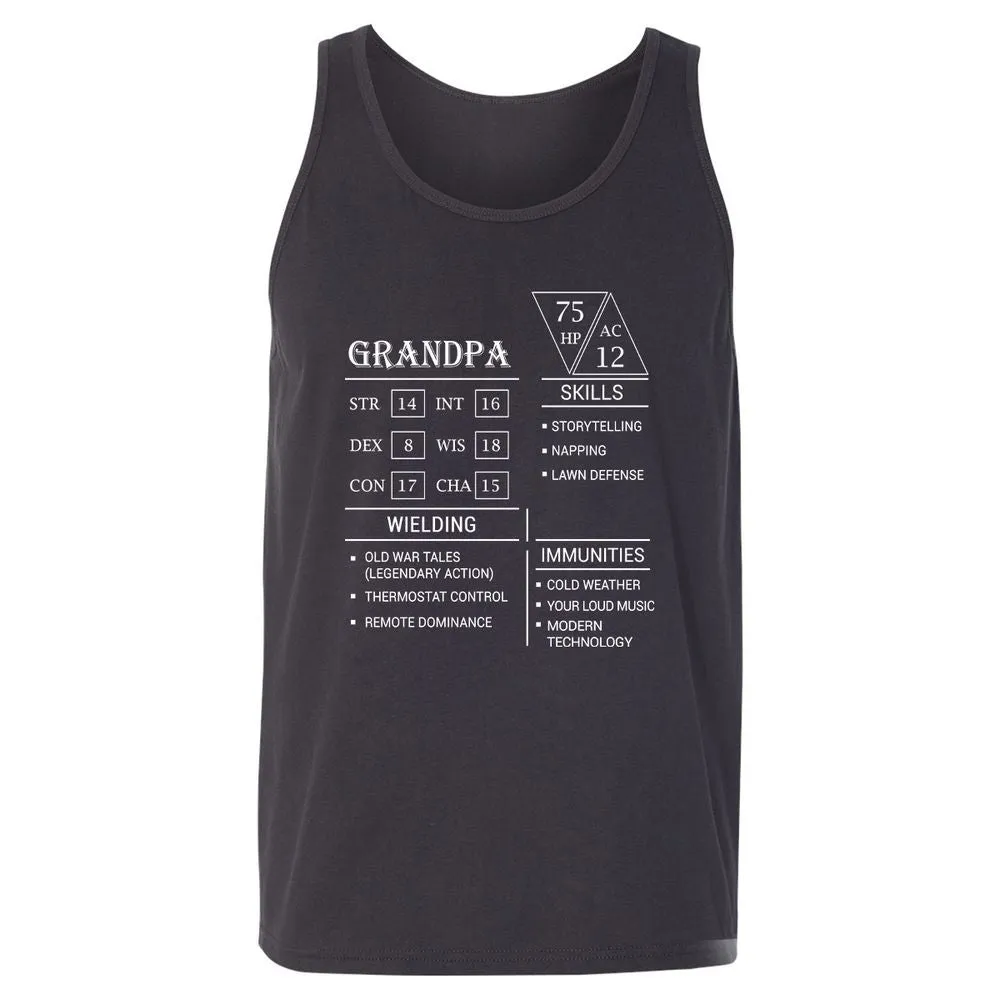 Grandpa Stats Unisex Jersey Tank - Dark Grey - 7