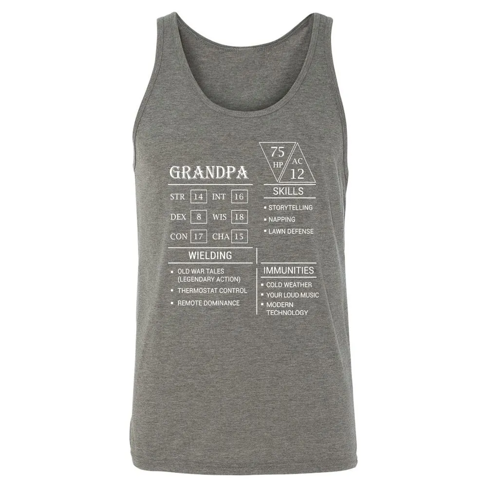 Grandpa Stats Unisex Jersey Tank - Grey Triblend - 8