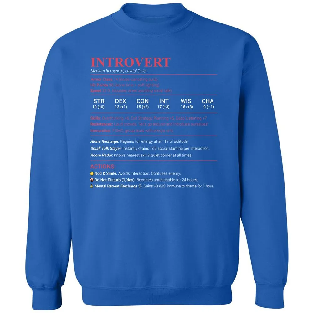 Introvert Stats Classic Unisex Sweatshirt - Royal - 9