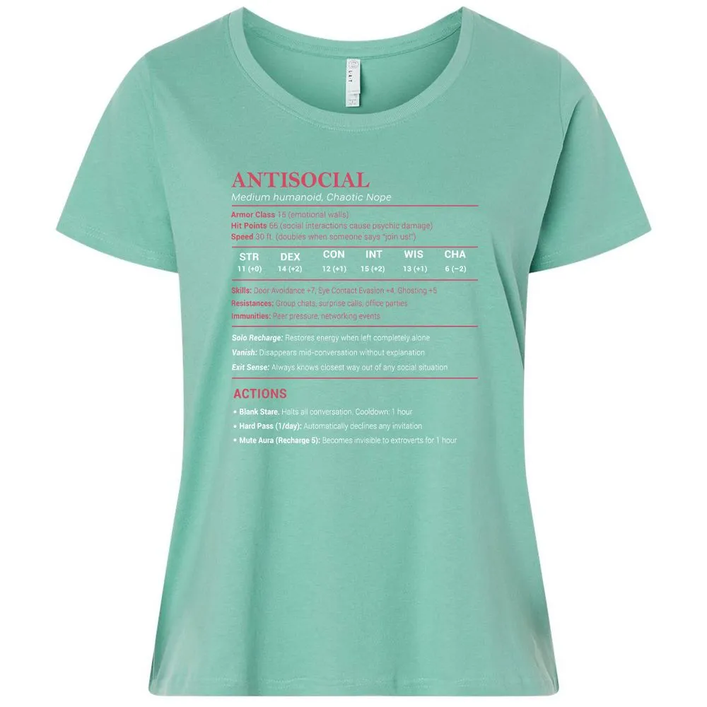 Antisocial Stats Ladies Curvy Jersey - Saltwater - 7