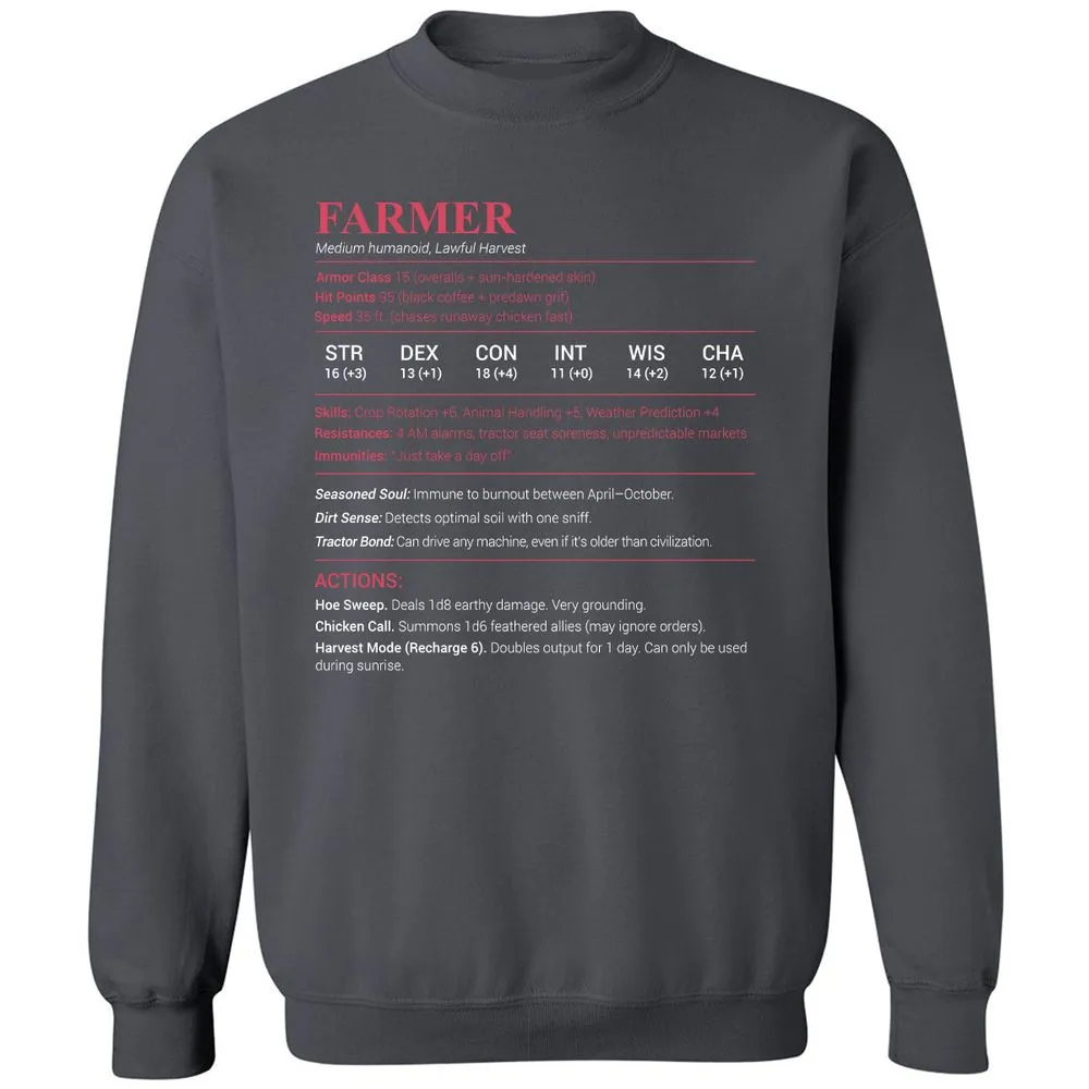 Farmer Stats Classic Unisex Sweatshirt - Charcoal - 7