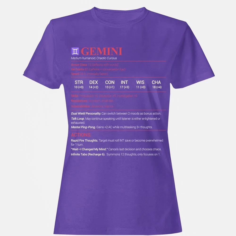 Gemini Stats Women's T-Shirt - Purple - 12