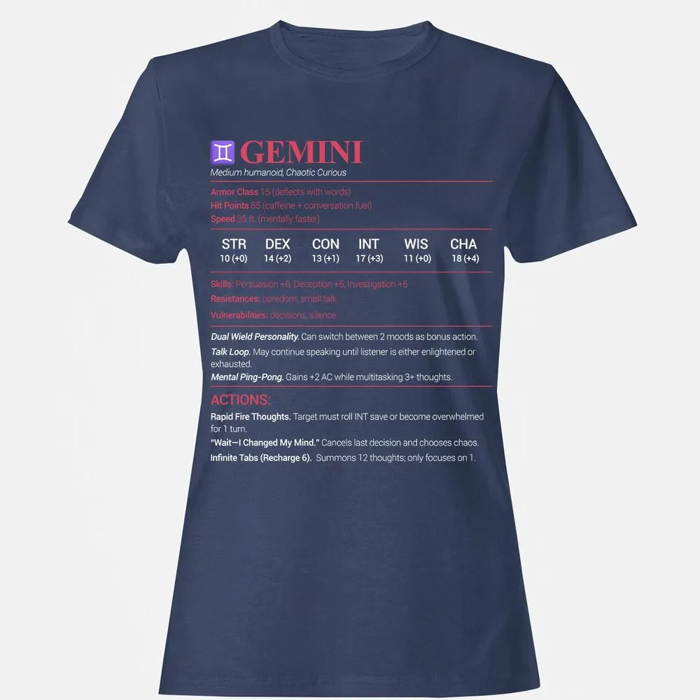 Gemini Stats Women's T-Shirt - Navy - 10
