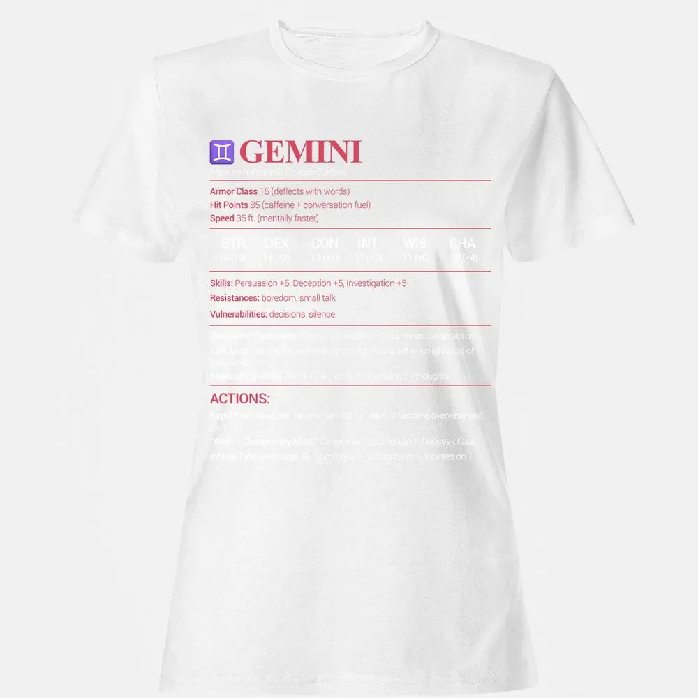 Gemini Stats Women's T-Shirt - White - 16