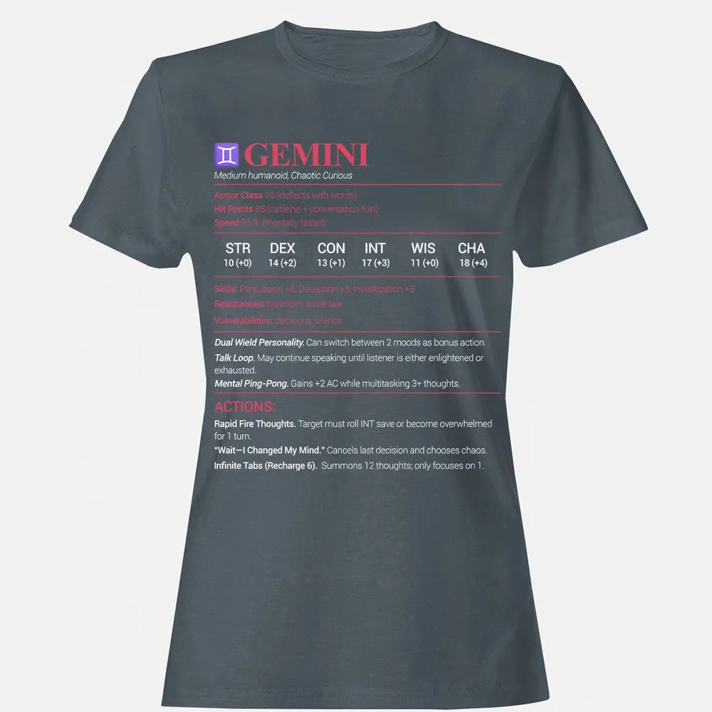 Gemini Stats Women's T-Shirt - Charcoal - 3