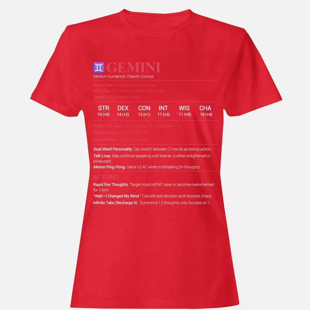 Gemini Stats Women's T-Shirt - Red - 13