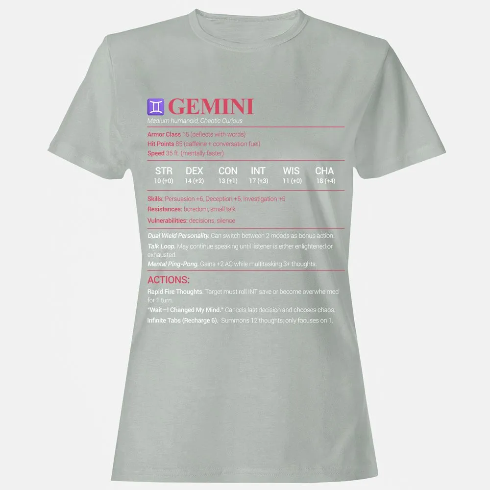Gemini Stats Women's T-Shirt - Ash - 2