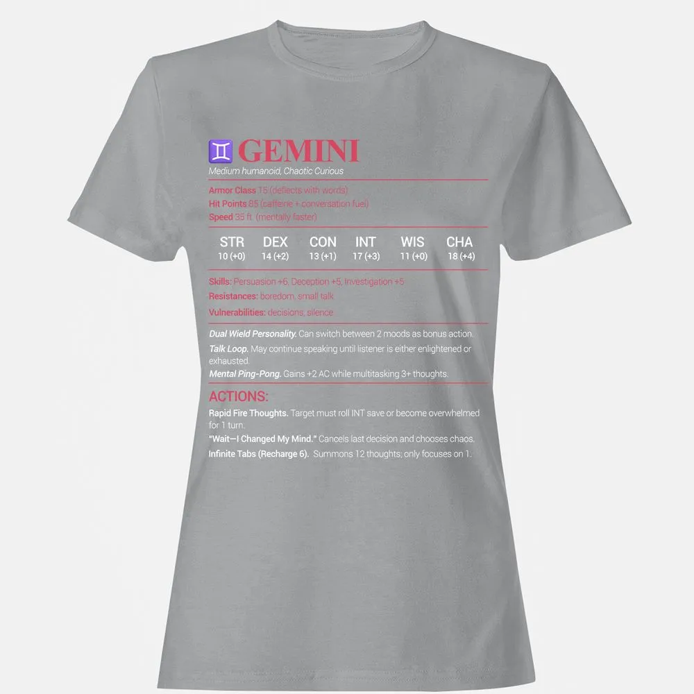 Gemini Stats Women's T-Shirt - Sport Grey - 15