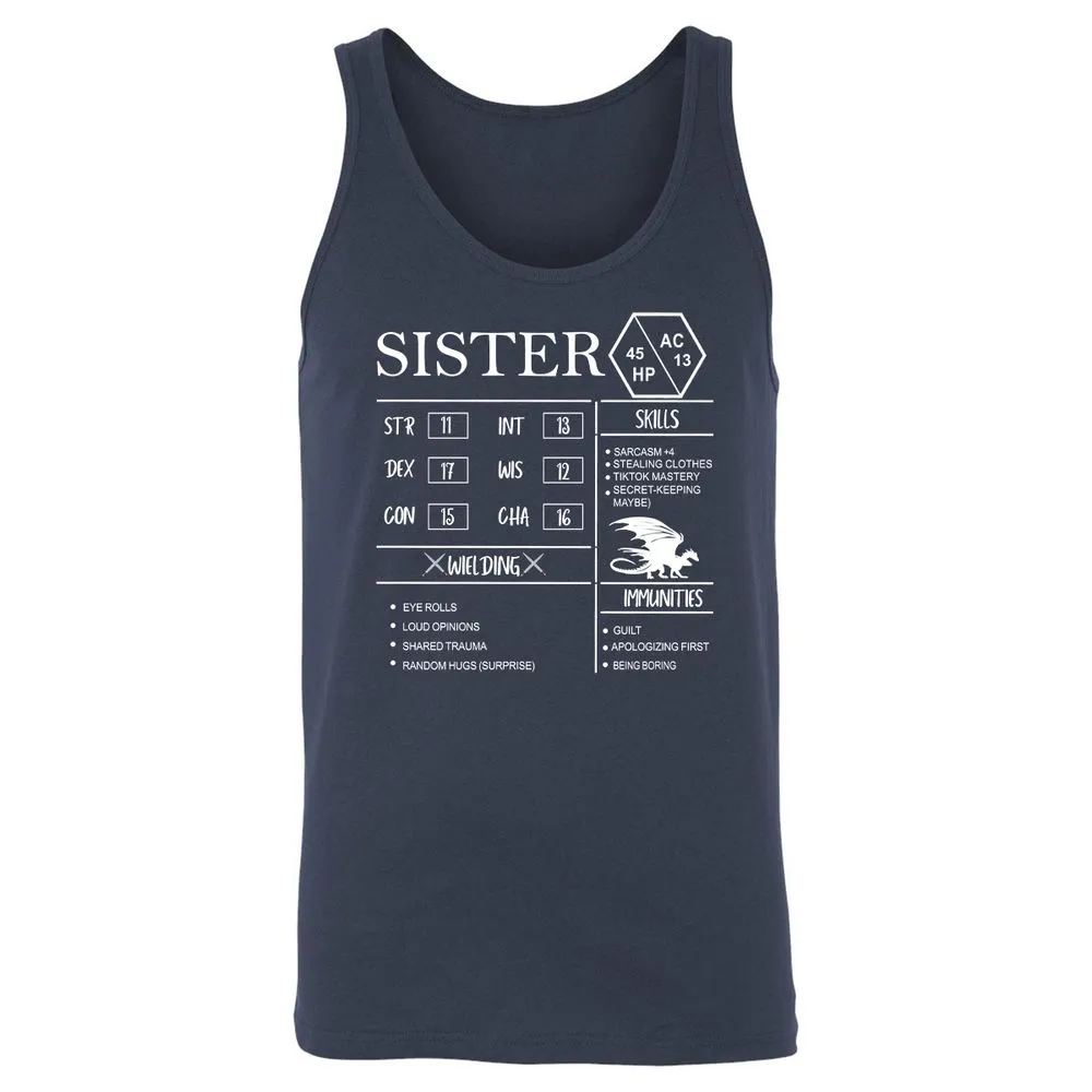 Sister Stats Unisex Jersey Tank - Navy - 2