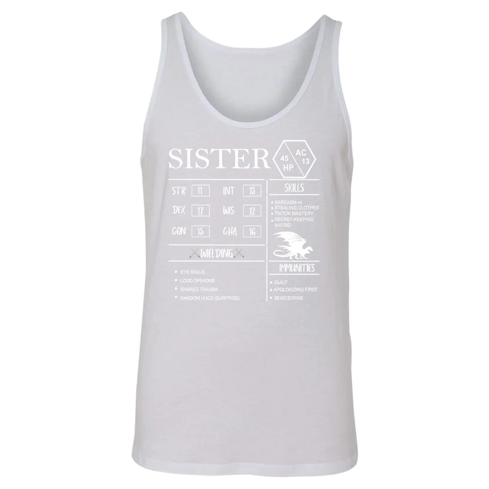 Sister Stats Unisex Jersey Tank - White - 14