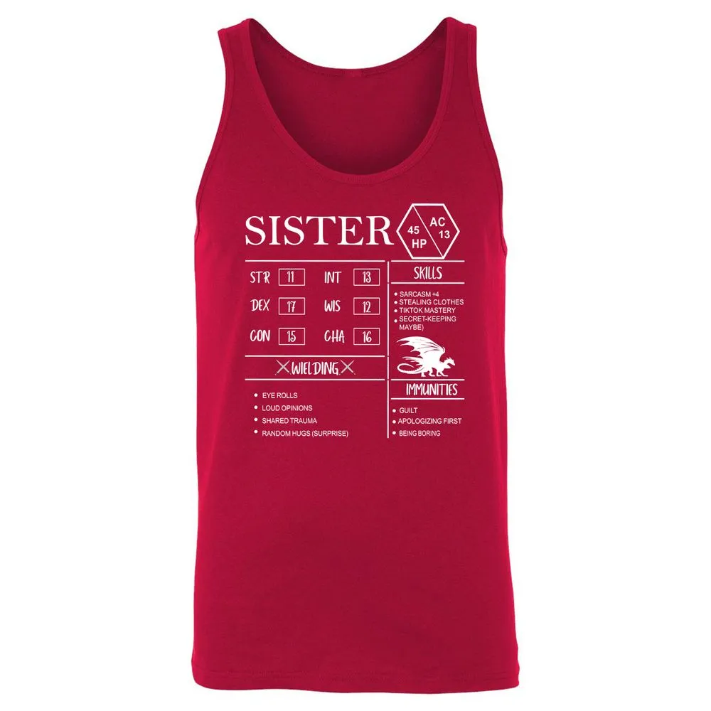 Sister Stats Unisex Jersey Tank - Red - 11
