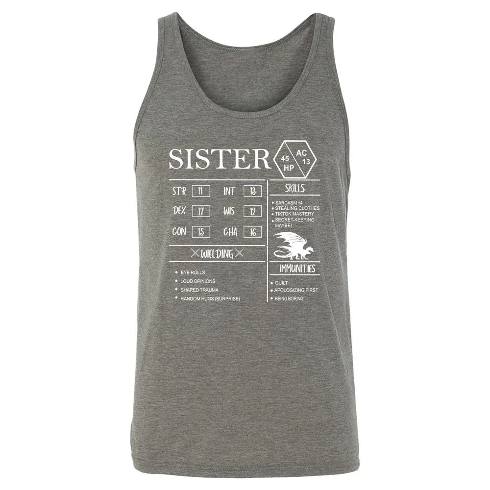 Sister Stats Unisex Jersey Tank - Grey Triblend - 8