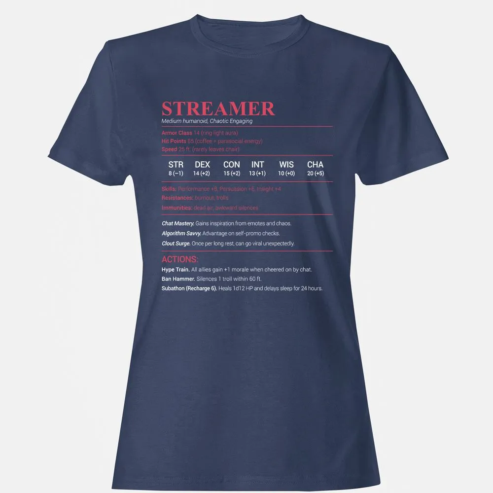 Streamer Stats Women's T-Shirt - Navy - 10
